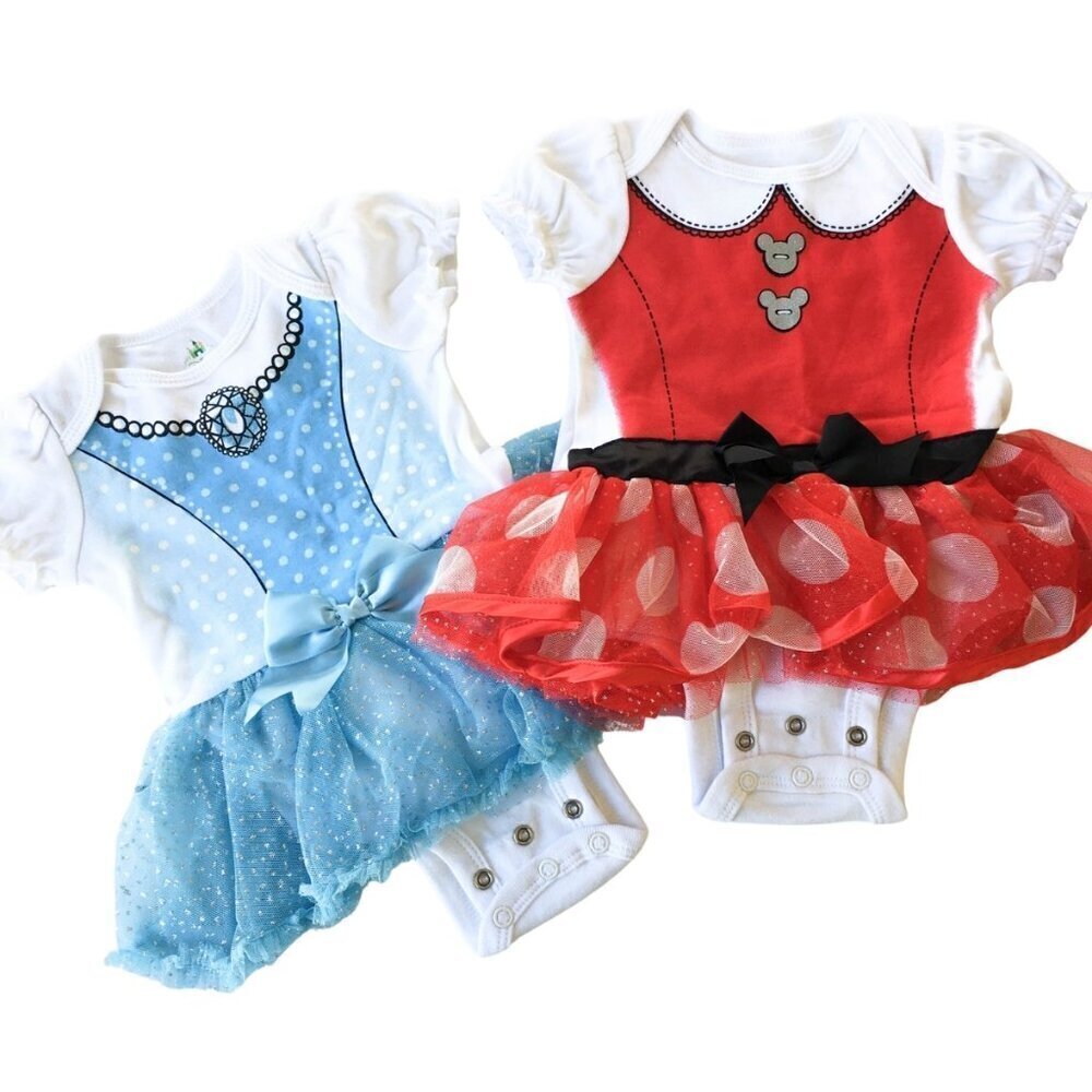 Disney Baby Cinderella & Minnie Mouse Tutu Onesies -‎ Size 0-3 Months